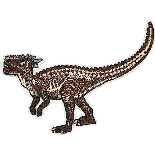Dinosaurier Figur Aufnäher Kinder Patch Dracorex Bild Patch zum aufbügeln | Dinosaurier Bügelbilder für Textilien Kinder Flicken zum aufnähen | 100x60mm von EXPRESS-STICKEREI