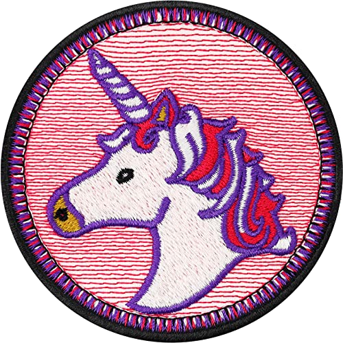 Einhorn Aufnäher rosa Einhorn Flicken für alle Stoffe | girly Unicorn Patch Emblem Bpgelbild zum annähen/aufbügeln | Geschenk Mädchen Aufbügelflicken | 70x70mm Einhorn Aufnäher rosa Einhorn Flicken für alle Stoffe | girly Unicorn Patch Emblem Bpgelbild zum annähen/aufbügeln | Geschenk Mädchen Aufbügelflicken | 70x70mm von EXPRESS-STICKEREI