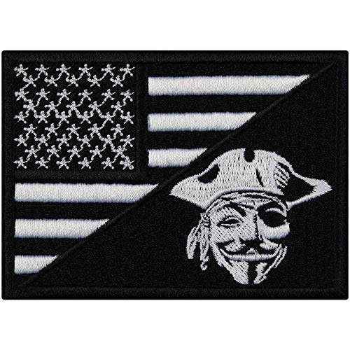 Flagge Aufnäher USA Pirate Biker Aufbügler Pirat Patch Rocker Bügelbilder zum annähen Amerika Geschenk Applikation für Leder-Jacken/Kutten/Jeans/Taschen | 90x65mm Flagge Aufnäher USA Pirate Biker Aufbügler Pirat Patch Rocker Bügelbilder zum annähen Amerika Geschenk Applikation für Leder-Jacken/Kutten/Jeans/Taschen | 90x65mm von EXPRESS-STICKEREI