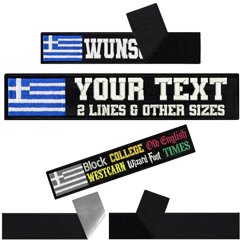 Flaggen Patch personalisiert mit Klettverschluss - Länder Flagge Patch Klettpatch personalisieren - Aufbügler Aufnäher mit Klett - individueller Klett Patch (Greece individual Patch black) von EXPRESS-STICKEREI