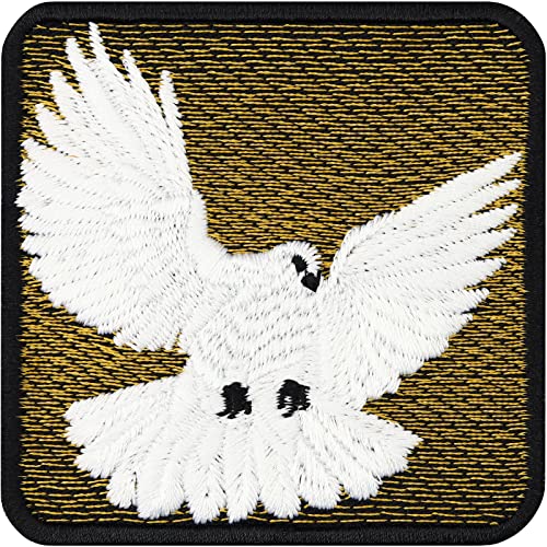 Friedenstaube Aufnäher christliches Motiv Patch zum annähen/aufbügeln | Premium Jesus Bügelbild Applikation Christentum Religion Aufbügler mit weißer Taube | Friedenszeichen | 75x75mm Friedenstaube Aufnäher christliches Motiv Patch zum annähen/aufbügeln | Premium Jesus Bügelbild Applikation Christentum Religion Aufbügler mit weißer Taube | Friedenszeichen | 75x75mm von EXPRESS-STICKEREI