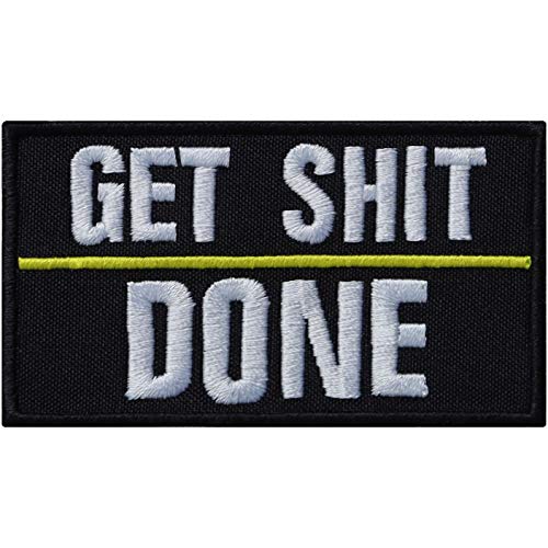 GET SHIT DONE Aufnäher inspirierender Aufbügler Motivation Patch Office Sticker lustiger Spruch Bügelbild Mitarbeiter Geschenk zum aufbügeln/aufnähen - 80x45mm GET SHIT DONE Aufnäher inspirierender Aufbügler Motivation Patch Office Sticker lustiger Spruch Bügelbild Mitarbeiter Geschenk zum aufbügeln/aufnähen - 80x45mm von EXPRESS-STICKEREI