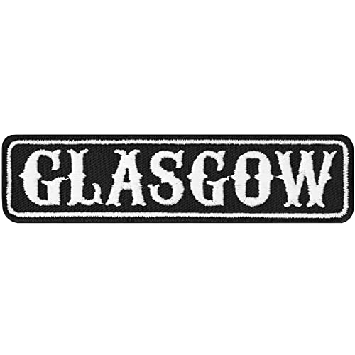 GLASGOW Biker Patch Schottland Aufbügler Kutten Aufnäher | Biker Namensschild UK England Scottland MC Motorcycle club Rankpatch | Motorbike Sticker Glasgow |100x25mm von EXPRESS-STICKEREI