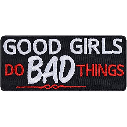 GOOD GIRLS DO BAD THINGS Aufnäher Bad Girlgestickt - Mädchen Geburtstagsgeschenk zum aufbügeln - Aufbügler Patch DIY Applikation für Frauen - 90x40mm GOOD GIRLS DO BAD THINGS Aufnäher Bad Girlgestickt - Mädchen Geburtstagsgeschenk zum aufbügeln - Aufbügler Patch DIY Applikation für Frauen - 90x40mm von EXPRESS-STICKEREI
