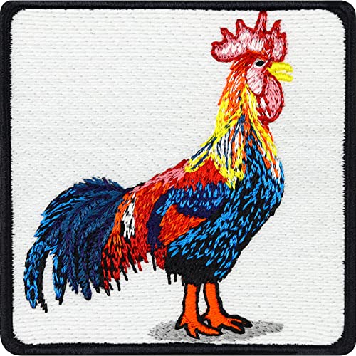 Gockelhahn Aufnäher Haushuhn Aufbügler gestickt zum annähen/aufbügeln | colorful Rooster | heimische Tiere bunte Bügelbilder Bauernhoftiere Applikation zum Jeans flicken | 70x70mm Gockelhahn Aufnäher Haushuhn Aufbügler gestickt zum annähen/aufbügeln | colorful Rooster | heimische Tiere bunte Bügelbilder Bauernhoftiere Applikation zum Jeans flicken | 70x70mm von EXPRESS-STICKEREI
