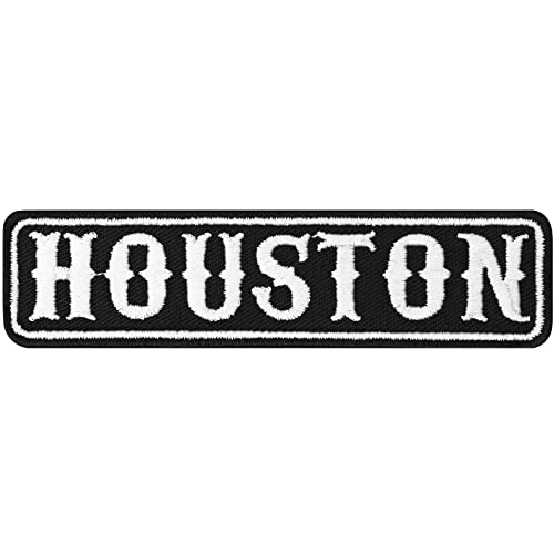 HOUSTON Texas Biker Patch Motorrad Club Rankpatch Aufnäher | Houston Applikation zum annähen/aufbügeln | US Motorcycle MC Abzeichen Aufbügler Namensschild | 100x25mm von EXPRESS-STICKEREI