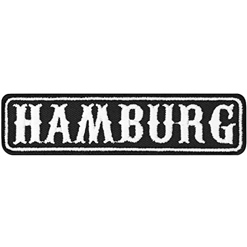Hamburg Biker Aufnäher Deutschland Motorrad Club Rankpatch | Applikation zum annähen/aufbügeln | Hamburg Motorcycle MC Abzeichen Aufbügler Namensschild | 100x25mm von EXPRESS-STICKEREI