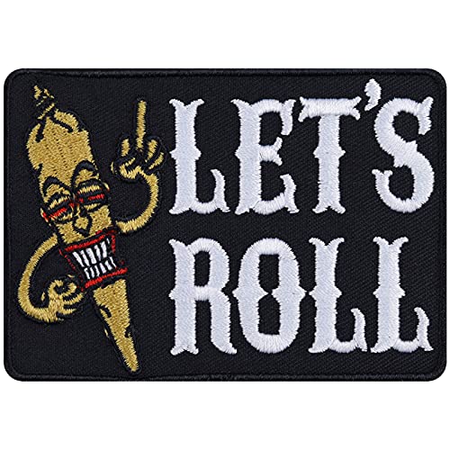 Hanfblatt Aufnäher "Let's roll" Weed Patch zum annähen/aufbügeln | Rastafari Aufbügler Jeans Flicken/Bügelbild Cannabis Sticker Hippie Applikation für alle Stoffe | 90x80mm Hanfblatt Aufnäher "Let's roll" Weed Patch zum annähen/aufbügeln | Rastafari Aufbügler Jeans Flicken/Bügelbild Cannabis Sticker Hippie Applikation für alle Stoffe | 90x80mm von EXPRESS-STICKEREI
