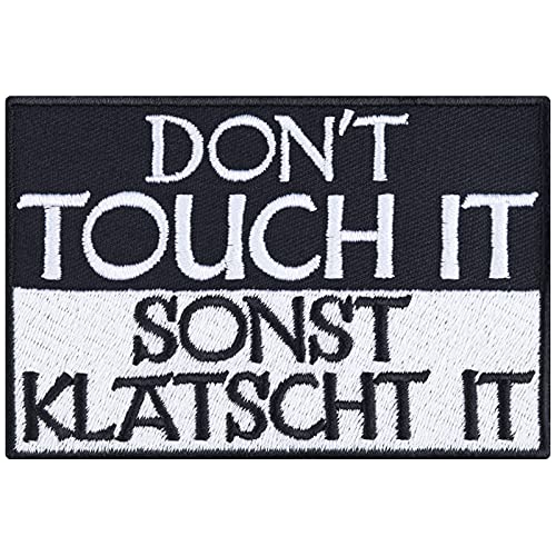Heavy Metal Aufnäher "Don't touch it, sonst klatscht it" Aufbügler Biker Patch zum annähen/aufbügeln | Motorrad Sticker Geschenk Applikation für alle Stoffe | 90x60mm Heavy Metal Aufnäher "Don't touch it, sonst klatscht it" Aufbügler Biker Patch zum annähen/aufbügeln | Motorrad Sticker Geschenk Applikation für alle Stoffe | 90x60mm von EXPRESS-STICKEREI
