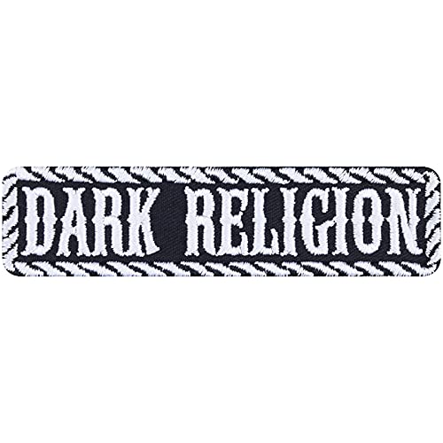 Heavy Metal Patch "Dark Religion" Kutten Aufnäher/Bügelbilder Trash Metal Biker Jeans Flicken zum annähen/aufbügeln | Rocker Applikation für alle Stoffe | 100x25mm Heavy Metal Patch "Dark Religion" Kutten Aufnäher/Bügelbilder Trash Metal Biker Jeans Flicken zum annähen/aufbügeln | Rocker Applikation für alle Stoffe | 100x25mm von EXPRESS-STICKEREI