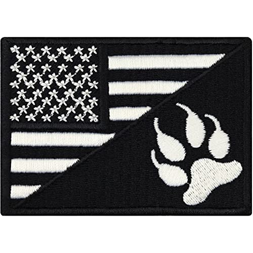 K9 Flag USA Polizei Hund Flagge Aufnäher mit Stickerei | K9 Aufbügler Police dog Patch Polizei Bügelbild USA | Hundepfoten Applikation zum annähen für Leine/Brustgeschirr | 70x50mm von EXPRESS-STICKEREI