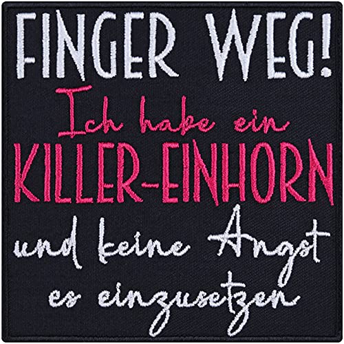 Killereinhorn Aufnäher Unicorn Geschenk für Mädchen | Finger weg ! Ich habe ein Killereinhorn und keine Angst es einzusetzen | Biker Aufbügler Mädchen Patch für alle Stoffe | 90x90mm Killereinhorn Aufnäher Unicorn Geschenk für Mädchen | Finger weg ! Ich habe ein Killereinhorn und keine Angst es einzusetzen | Biker Aufbügler Mädchen Patch für alle Stoffe | 90x90mm von EXPRESS-STICKEREI