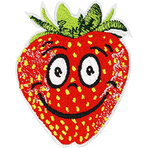 Lustige Erdbeere Aufnäher Strawberry Patch Spaß Sticker zum annähen/aufbügeln | Erdebeeren Applikation Jeans Flicken Bügelbilder für alle Stoffe | fabric applique 55x70mm Lustige Erdbeere Aufnäher Strawberry Patch Spaß Sticker zum annähen/aufbügeln | Erdebeeren Applikation Jeans Flicken Bügelbilder für alle Stoffe | fabric applique 55x70mm von EXPRESS-STICKEREI