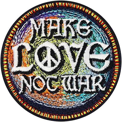 Lustiger Aufnäher "MAKE LOVE NOT WAR" Aufbügler Peace Patch zum annähen/aufbügeln | lustiger Jeans Flicken mit Stickerei Morale Applikation für alle Stoffe | 70x70mm Lustiger Aufnäher "MAKE LOVE NOT WAR" Aufbügler Peace Patch zum annähen/aufbügeln | lustiger Jeans Flicken mit Stickerei Morale Applikation für alle Stoffe | 70x70mm von EXPRESS-STICKEREI