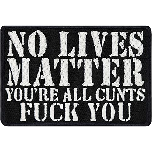 Lustiger Aufnäher "No lives matter" Jeans Flicken zum annähen/aufbügeln | Aufbügler Biker Patches für alle Stoffe | Kleidung reparieren Sticker Applikation fabric applique 75x75mm von EXPRESS-STICKEREI