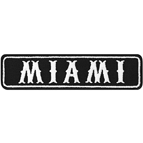 Miami Aufnäher/Aufbügler Motorradclub Sticker | Rankpatch Biker Patch zum annähen/aufbügeln | Miami Beach MC Rangabzeichen Applikation Motorcycle club | 100x25mm von EXPRESS-STICKEREI