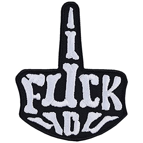 Mittelfinger Aufnäher Totenkopf Aufbügler Jeans Flicken lustiges Bügelbild Skelett Rocker Heavy Metal Biker Patch zum annähen/aufbügeln | Applikation für alle Stoffe | 80x65mm Mittelfinger Aufnäher Totenkopf Aufbügler Jeans Flicken lustiges Bügelbild Skelett Rocker Heavy Metal Biker Patch zum annähen/aufbügeln | Applikation für alle Stoffe | 80x65mm von EXPRESS-STICKEREI