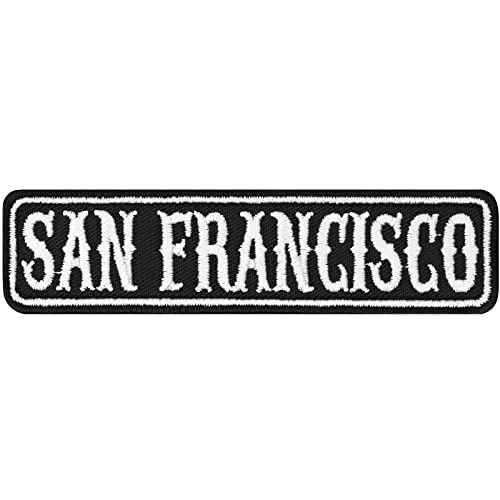Motorrad Jacke Aufnäher SAN FRANCISCO Sticker zum annähen/aufbügeln | San Francisco California Biker Patch Rangabzeichen Rankpatch für alle Stoffe | Motorcycle Applikation | 100x25mm von EXPRESS-STICKEREI
