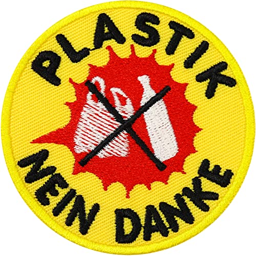 NO Plastik Aufnäher "Plastik? Nein danke" Klimawandel Aufbügler Antiplastik Patch zum annähen/aufbügeln | veganes Abzeichen Applikation für alle Stoffe | 60x60mm NO Plastik Aufnäher "Plastik? Nein danke" Klimawandel Aufbügler Antiplastik Patch zum annähen/aufbügeln | veganes Abzeichen Applikation für alle Stoffe | 60x60mm von EXPRESS-STICKEREI