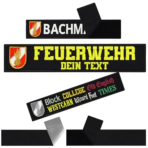 Namensschilder für Kleidung Feuerwehr Klett Patch personalisiert | Patch Klett Feuerwehr Namensschild Klett Feuerwehr | Militär Rucksack Patches mit Klett | 125x25mm von EXPRESS-STICKEREI