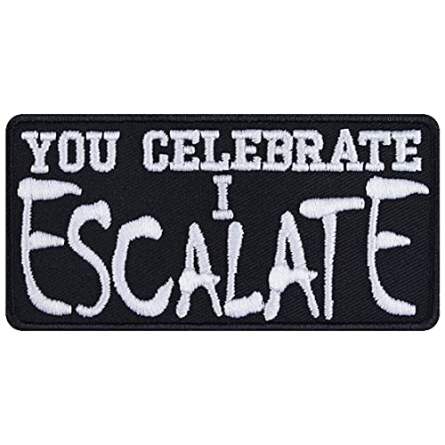 "Party Patch ""You celebrate - I escalate"" Heavy Metal Aufnäher/Bügelbilder zum annähen | Bier Geschenk für Männer/Frauen DIY Applikation für Festival/Jacke/Weste/Jeans/Rucksack 90x45mm " "Party Patch ""You celebrate - I escalate"" Heavy Metal Aufnäher/Bügelbilder zum annähen | Bier Geschenk für Männer/Frauen DIY Applikation für Festival/Jacke/Weste/Jeans/Rucksack 90x45mm " von EXPRESS-STICKEREI