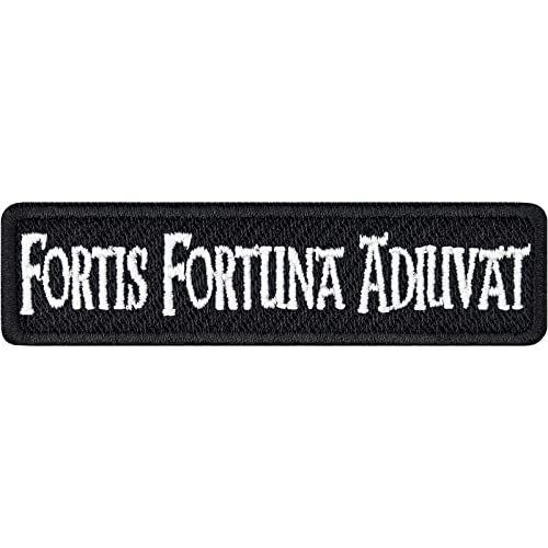 Latein Aufnäher "Fortis Fortuna Adiuvat" Aufbügler | Fortune favors the strong Latin Quote Patch zum annähen/aufbügeln | Das Glück begünstigt die Starken lateinisch | 80x20mm von EXPRESS-STICKEREI