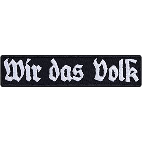 "WIR DAS VOLK" Aufnäher bestickt "Wir sind das Volk" Deutschland Aufbügler | We the people Patch Rocker Bügelbilder zum annähen/aufbügeln für Jacke/Shirt - 90x20mm von EXPRESS-STICKEREI