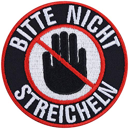 Begleithund Aufnäher "Bitte NICHT streicheln" Hundesport Aufbügler Dog Patch Abzeichen für Haustier Bügelbild Agility Applikation für Leine/Brustgeschirr/Jacke/Halstuch | 75x75mm von EXPRESS-STICKEREI