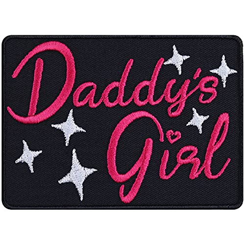 DADDY'S GIRL Aufnäher Papa und Tochter | Girl Patch Mädchen Flicken für Jeans | Lady Biker Aufbügler/Applikation/Bügelbild für alle Stoffe | 90x65mm von EXPRESS-STICKEREI