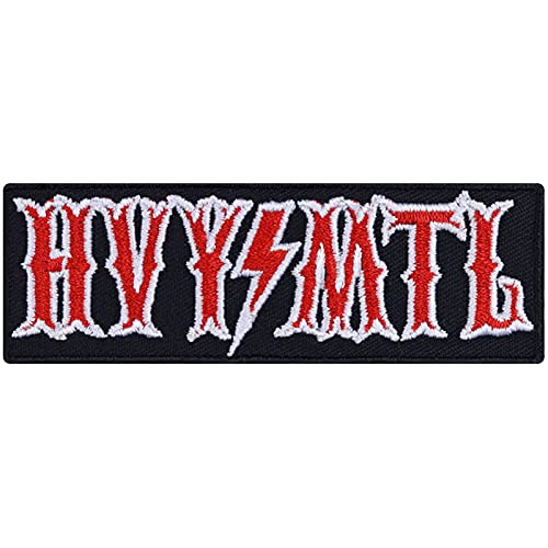 HEAVY METAL Patch HVY MTL Metal Aufnäher für Kutten Aufbügler Metal Emblem Bügelbilder DIY Applikation zum annähen/aufbügeln für Heavy Metal-Fans - 90x30mm von EXPRESS-STICKEREI