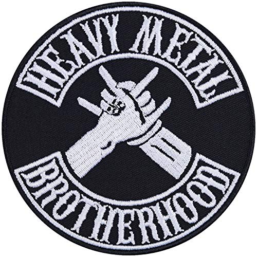 Heavy Metal Patch "Heavy Metal Brotherhood" Bruderschaft Aufnäher/Bügelbilder Biker Jeans Flicken zum annähen/aufbügeln | Applikation Kutten/Outdoor | 90x90mm von EXPRESS-STICKEREI