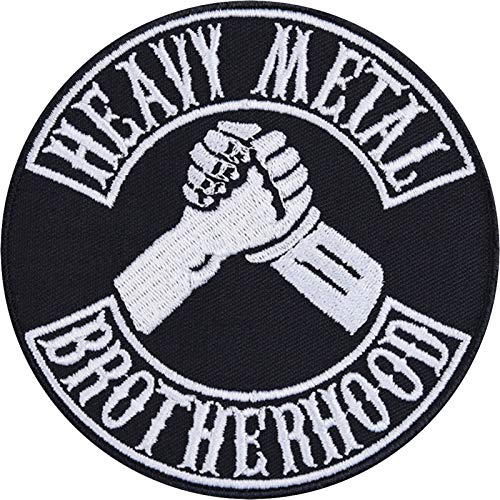 Heavy Metal Patch "Heavy Metal Bruderschaft" Brotherhood Aufnäher/Bügelbilder Biker Jeans Flicken zum annähen/aufbügeln | Applikation Kutten/Outdoor | 90x90mm von EXPRESS-STICKEREI
