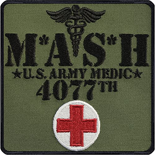 MASH 4077th US Army Medic Abzeichen - Army Medical Command Militär Aufnäher, Sanitäter Army Morale Patch bestickt zum annähen | Applikation für Jacke/Weste/Uniform | 90x90mm von EXPRESS-STICKEREI