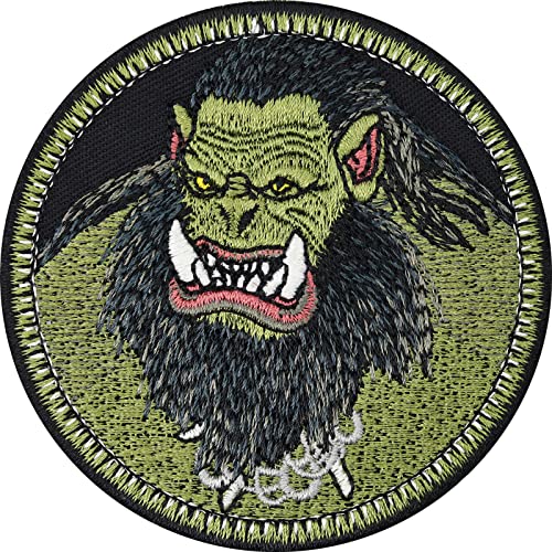 Oger Aufnäher/Bügelbilder gestickt | Oger Patch zum annähen/aufbügeln | Fantasy Monster Sticker grüner Oger Applikation für alle Stoffe | 75x75mm von EXPRESS-STICKEREI