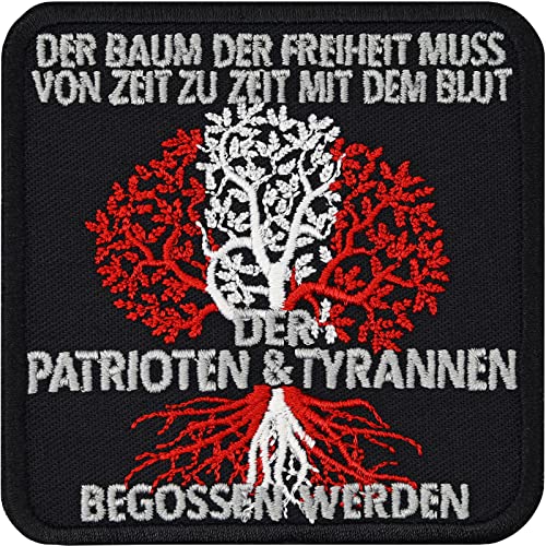 Österreich Aufnäher | Der Baum der Freiheit, muss von Zeit zu Zeit mit dem Blut der Patrioten & Tyrannen begossen werden | Baum des Lebens Patch zum annähen/aufbügeln | 75x75mm von EXPRESS-STICKEREI