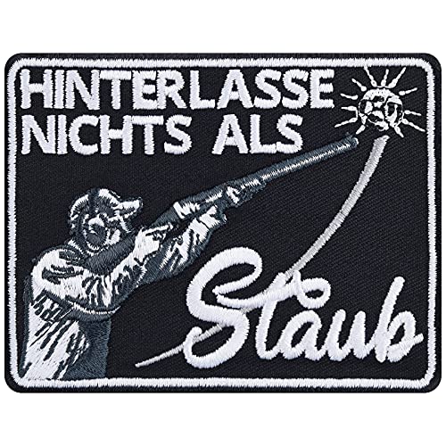 Hinterlasse nichts als Staub Aufnäher Sportschützen Abzeichen Tontaubenschießen Patch Schützen Bügelbild Adler Sticker Geschenk für Sportschütze DIY für Lederjacke/Weste/Hut 90x70mm von EXPRESS-STICKEREI