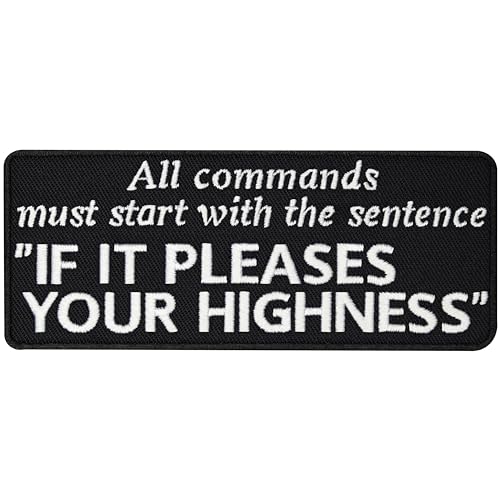 Service Dog Patch Hunde Patches lustig Klett Patch Assistenzhunde Hund Aufnäher Hunde Patch (All commands must start with If it pleases your highness - Klettpatch) von EXPRESS-STICKEREI