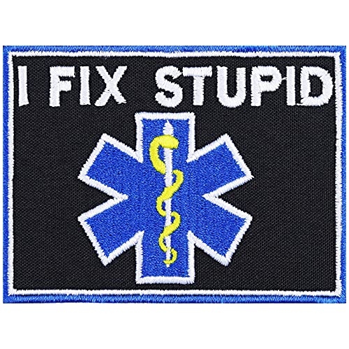 Tactical Morale Patch "I fix stupid" lustiger Aufbügler bestickter Aufnäher Krankenschwester Bügelbilder Militär Sticker Arzt Applikation für alle Stoffe und Uniform | 80x80mm von EXPRESS-STICKEREI