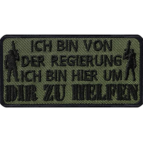 Tactical Morale Patch "Ich bin von der Regierung - ich bin hier um dir zu helfen" Militär Aufnäher Bundeswehr Applikation zum annähen/aufbügeln für alle Stoffe | 70x35mm Tactical Morale Patch "Ich bin von der Regierung - ich bin hier um dir zu helfen" Militär Aufnäher Bundeswehr Applikation zum annähen/aufbügeln für alle Stoffe | 70x35mm von EXPRESS-STICKEREI