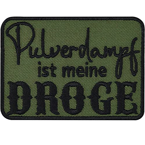 Tactical Morale Patch "Pulverdampf ist meine Droge" Bundeswehr Geschenk Militär Sportschützen Aufnäher mit Stickerei zum annähen | Applikation für alle Stoffe | 70x50mm von EXPRESS-STICKEREI