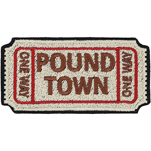 Taktische Aufnäher | One way Ticket to POUND TOWN | Aufbügler Tactical Morale Patch Militär Sticker Gefängnis Abzeichen Applikation zum annähen/aufbügeln | 80x40mm Taktische Aufnäher | One way Ticket to POUND TOWN | Aufbügler Tactical Morale Patch Militär Sticker Gefängnis Abzeichen Applikation zum annähen/aufbügeln | 80x40mm von EXPRESS-STICKEREI