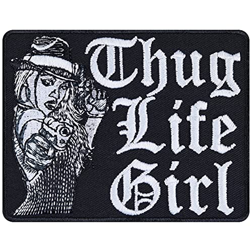 Thug Life Girl Aufnäher gestickt Aufbügler Bad Girl Patch Draufgängerin Bügelbilder Geschenk für Frauen Applikation zum annähen/aufbügeln - 90x70mm von EXPRESS-STICKEREI