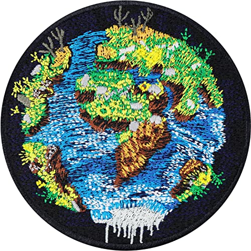 WELTKUGEL Aufnäher Patch mit Stickerei zum annähen | Save the World Aufkleber Bügelbild Umweltschutz Aufbügler Climate change Abzeichen Naturfreunde Applikation für alle Stoffe | 80x80mm WELTKUGEL Aufnäher Patch mit Stickerei zum annähen | Save the World Aufkleber Bügelbild Umweltschutz Aufbügler Climate change Abzeichen Naturfreunde Applikation für alle Stoffe | 80x80mm von EXPRESS-STICKEREI