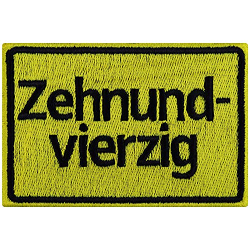 Geburtstagsgeschenk "ZEHNUND-VIERZIG" Aufnäher 50er Schild Geschenk für Frauen/Männer Geburtstag Karte Patch Biker | Birthday Gift | Applikation für alle Stoffe | 90x60mm von EXPRESS-STICKEREI