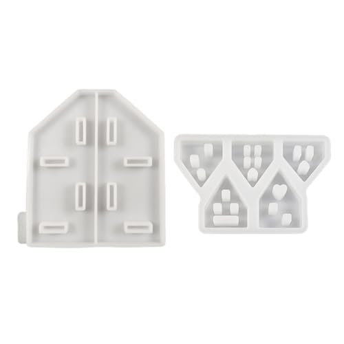 Silikonformen in Hausform für Halter, Dekoration, Gips, Ornamente, Weihnachtsdekorationen, Epoxidharz, Bastelwerkzeug, 2 Stück von EXQIOUR