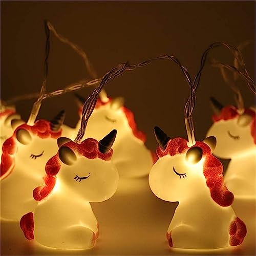 1,5 m 10 LED Cartoon Tier Lichterkette für Mädchen Schlafzimmer Batteriebetriebene LED Lichterkette für Zimmer Geburtstag Party Dekoration (Buntes Einhorn) von EXQUILEG