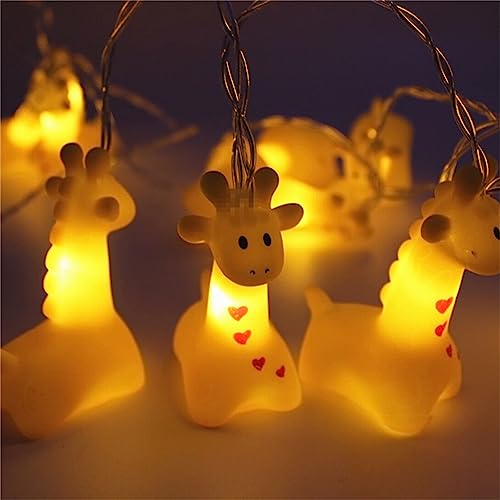 1,5 m 10 LED Cartoon Tier Lichterkette für Mädchen Schlafzimmer Batteriebetriebene LED Lichterkette für Zimmer Geburtstag Party Dekoration (Giraffe) von EXQUILEG