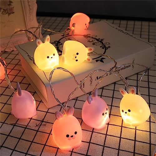 1,5 m 10 LED Cartoon Tier Lichterkette für Mädchen Schlafzimmer Batteriebetriebene LED Lichterkette für Zimmer Geburtstag Party Dekoration (Moe Hase) von EXQUILEG