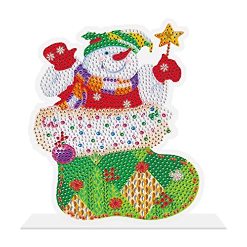 EXQUILEG 5D DIY Weihnachten Schneemann Diamond Painting Kits, Weihnachtsmann Diamond Painting Ornamente, Weihnachten Deko Geschenk Türschmuck Wanddekor für Home (CB031-16x19cm) von EXQUILEG