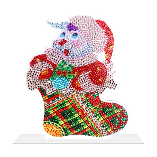 EXQUILEG 5D DIY Weihnachten Schneemann Diamond Painting Kits, Weihnachtsmann Diamond Painting Ornamente, Weihnachten Deko Geschenk Türschmuck Wanddekor für Home (CB032-16x18cm) von EXQUILEG